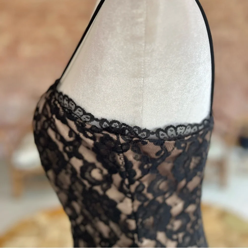 Arianna by Rachel Kaye Black Lace Nude Illusion Evening Maxi Dress 6 Cocktail - Picture 8 of 17